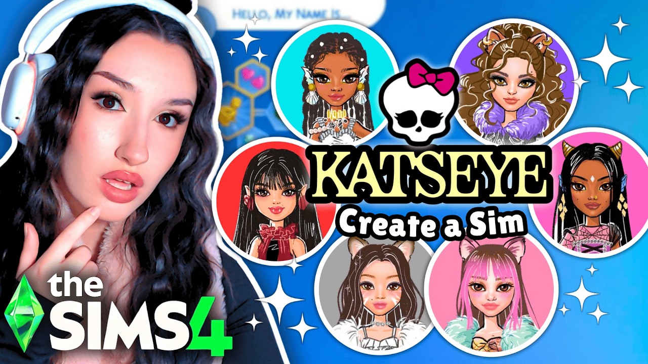 воссоздание кукол KATSEYE Monster High в The Sims 4