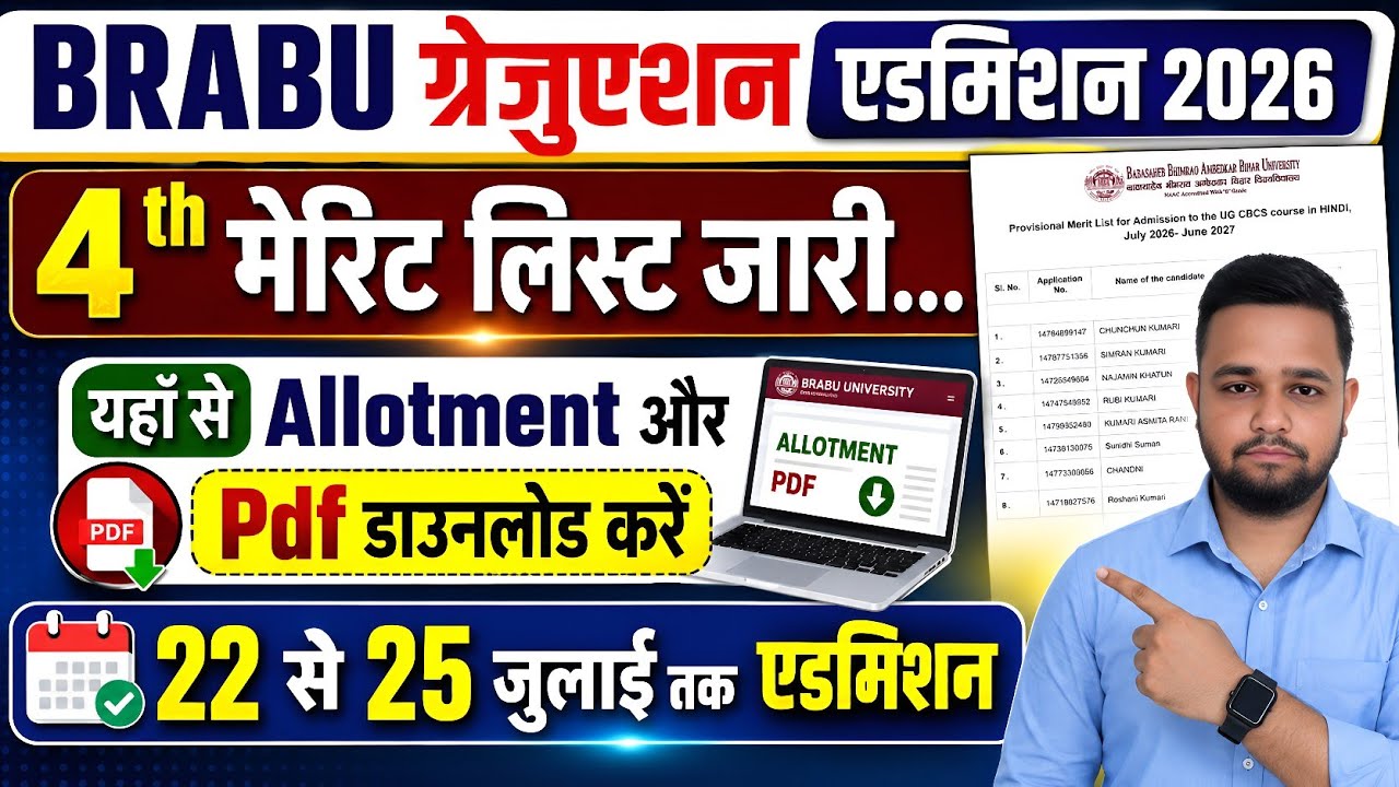 BRABU Graduation 4th Merit List Released | Graduation 4th Merit Cutoff 2026 | Graduation 4th Allo...