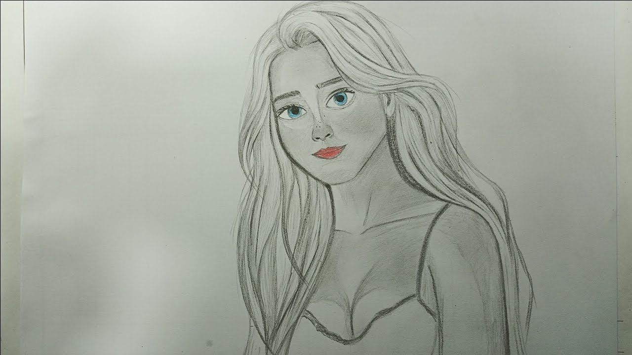 كيفية رسم فتاة كيوت بقلم رصاص / رسم سهل / How to draw a cute girl with a pencil / Easy drawing
