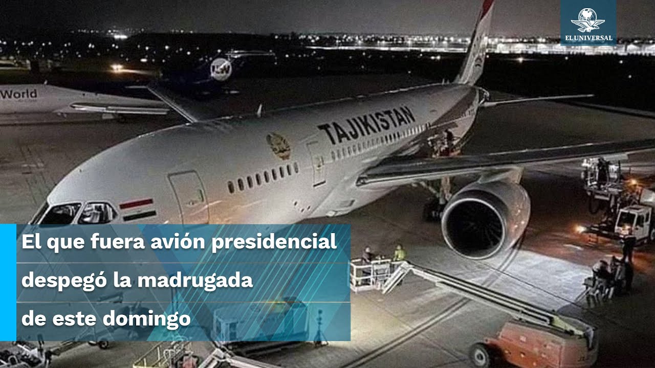 Avión presidencial parte de EU hacia Tayikistán con nuevo logo