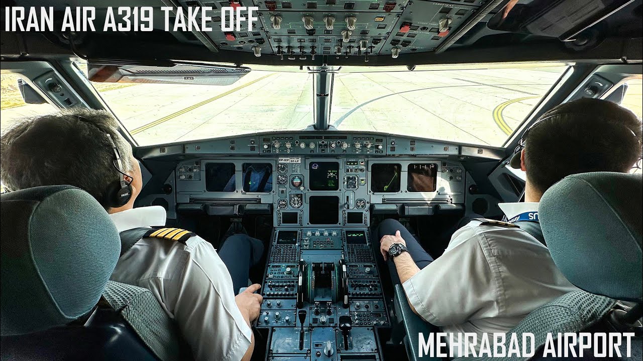 Iran Air Airbus A319 Take off from Mehrabad Airport