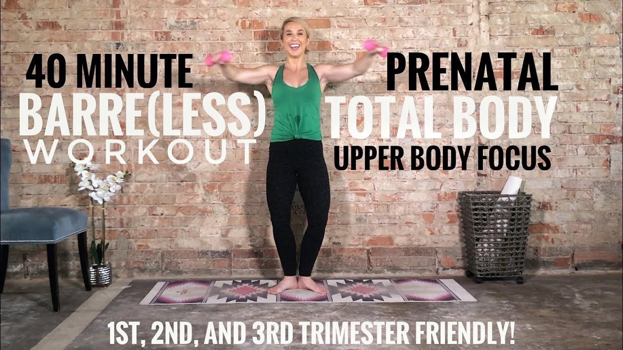 40 Minute Prenatal Barre (less) Total Body Workout with Upper Body Focus | Back, Biceps, Shoulders