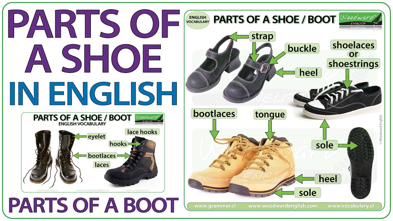 Parts of a Shoe in English | Parts of a boot | Learn English Vocabulary | ESOL lesson