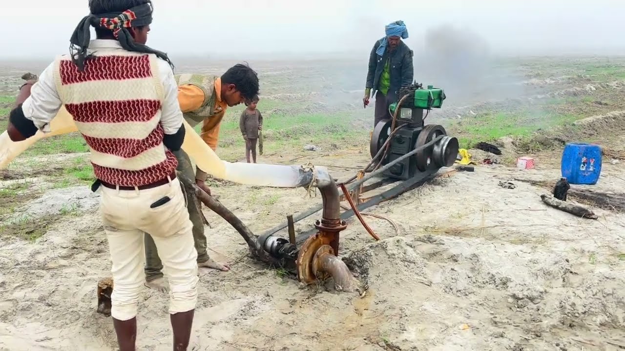 Farming Water irrigation System/Diesel Engine Water Pump Machine Setup l Kisan Ka Indian Water Pump