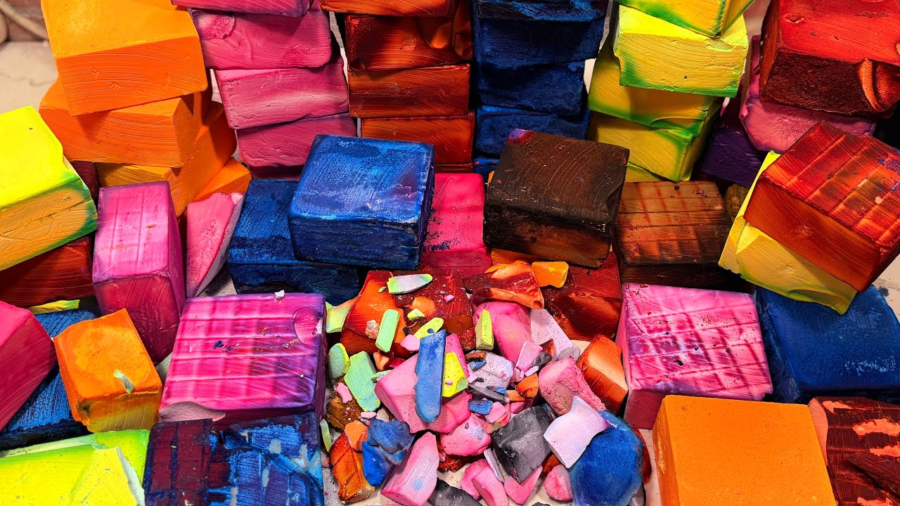 ASMR-50 Dyed Blocks Gym Chalk Mass Crush 🤩🤩