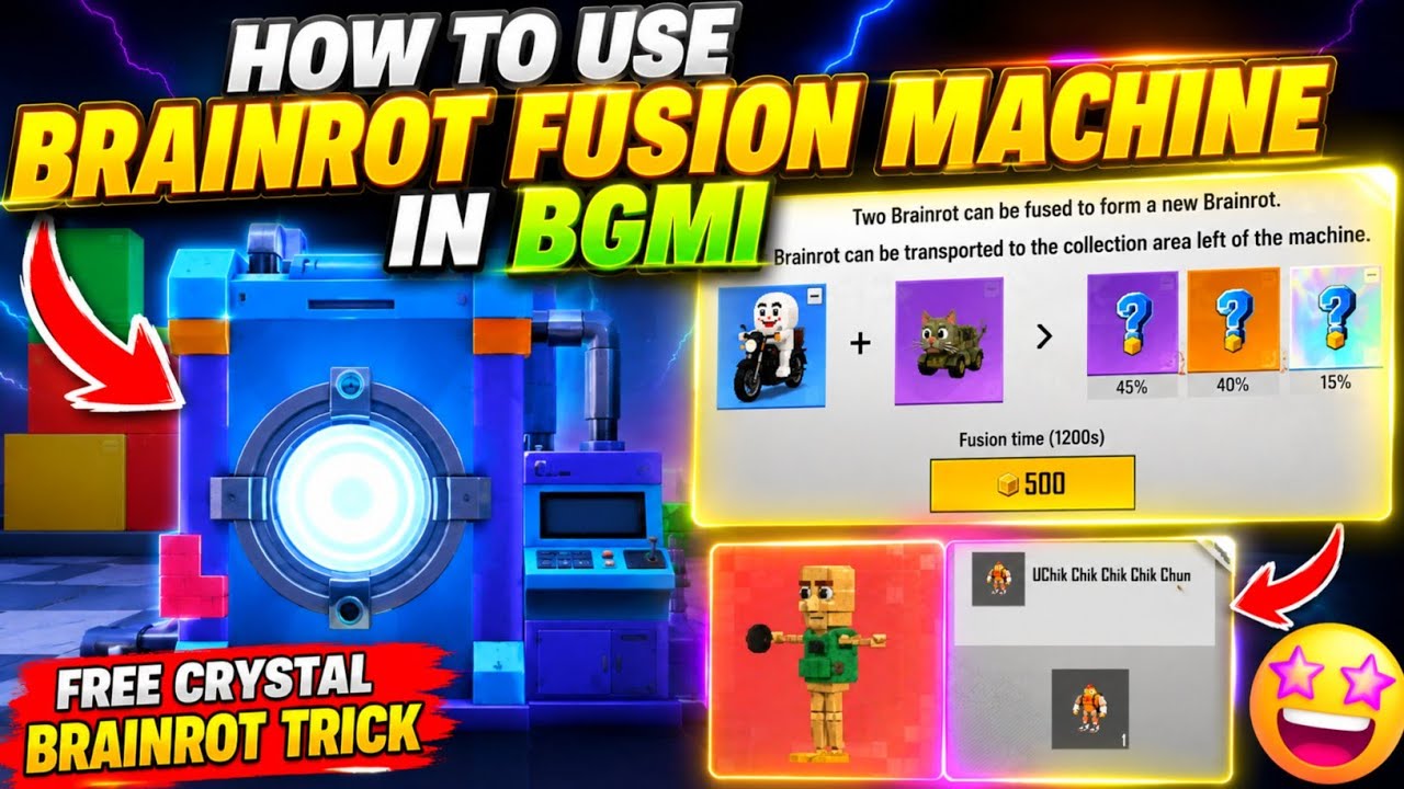 😍HOW TO USE BRAINROT FUSION MACHINE IN BGMI & PUBG MOBILE | GET FREE CRYSTAL & CHICKEN BRAINROT