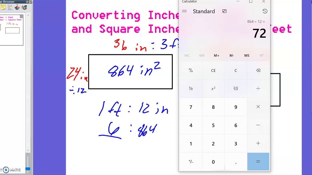 Converting Square Inches to Square Feet (Tough!)