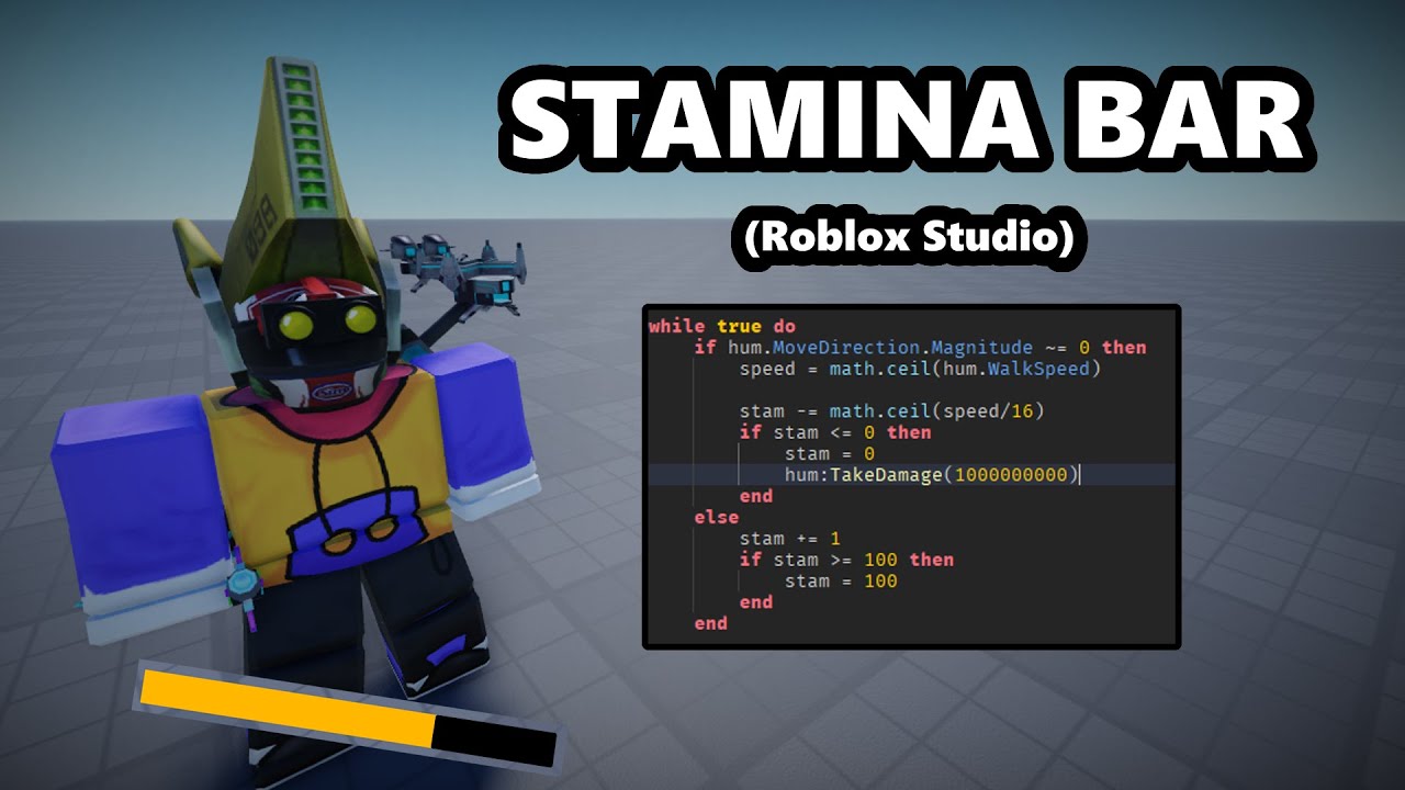 How to make a stamina bar in Roblox Studio (TUTORIAL)