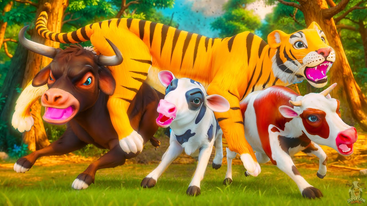 Super Cow Family&rsquo;s Heroic Mission! Rescuing a Magical Giant Tiger in an Epic Adventure!