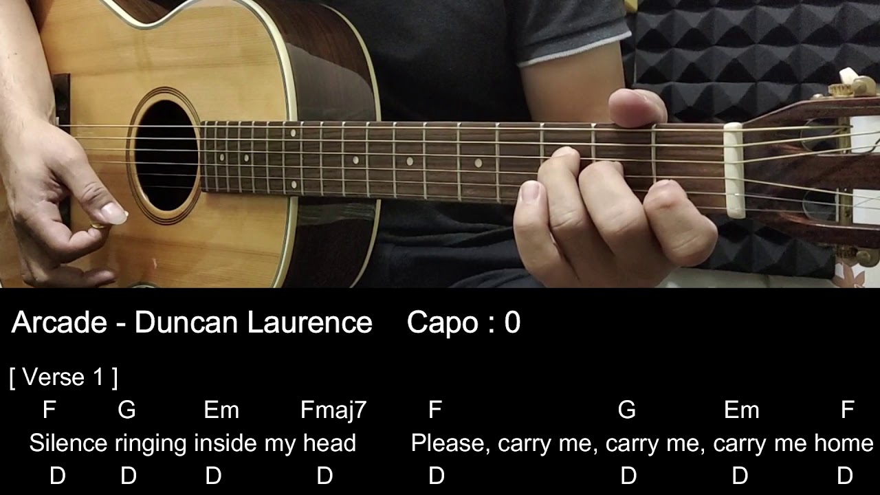 Arcade - Duncan Laurence - Guitar Tutorial cover with Chords / Lyrics