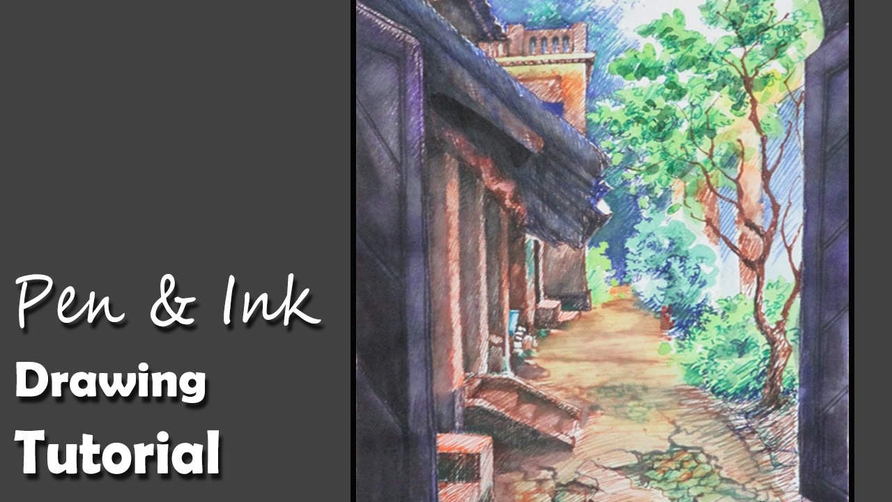 Colored Pen & Ink Drawing Time lapse Video