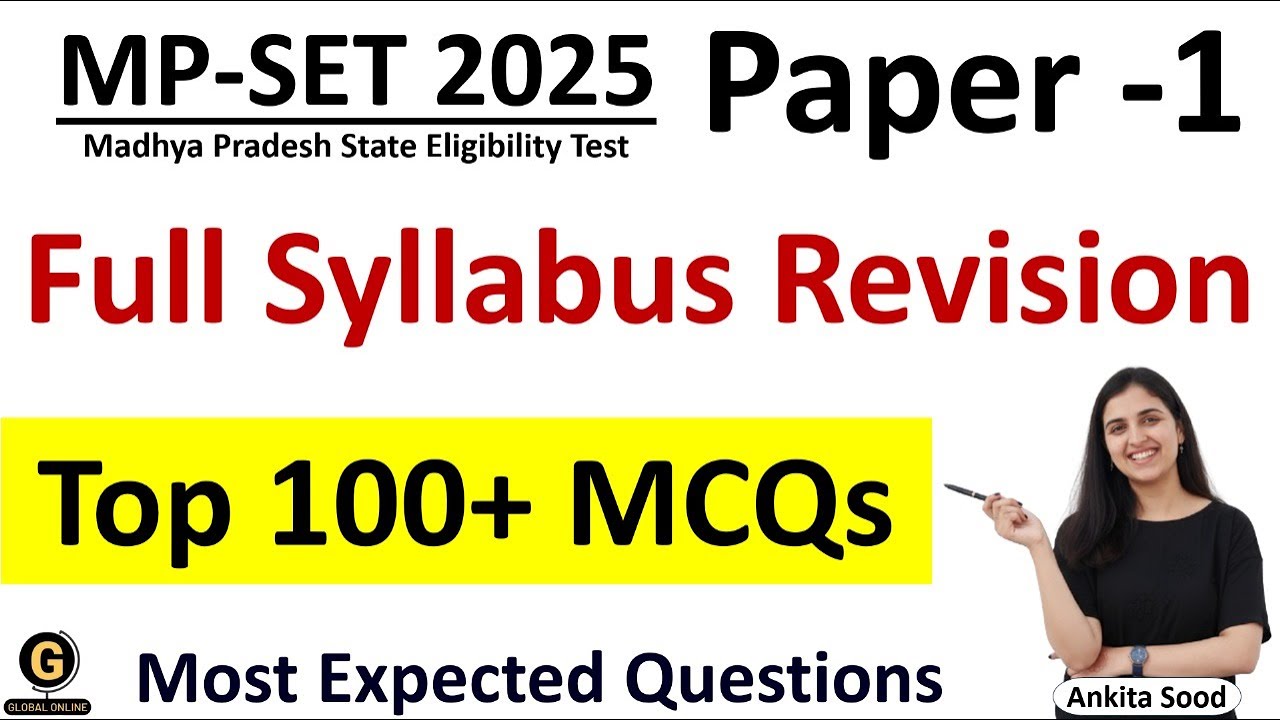 Full Syllabus Mock Test for MP SET 2025 | Paper 1 Most Expected MCQS Preparation