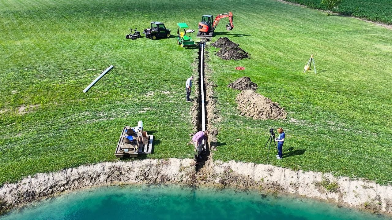 Installing Pond Overflow Spillway Pipe! No More Flooded Yard!