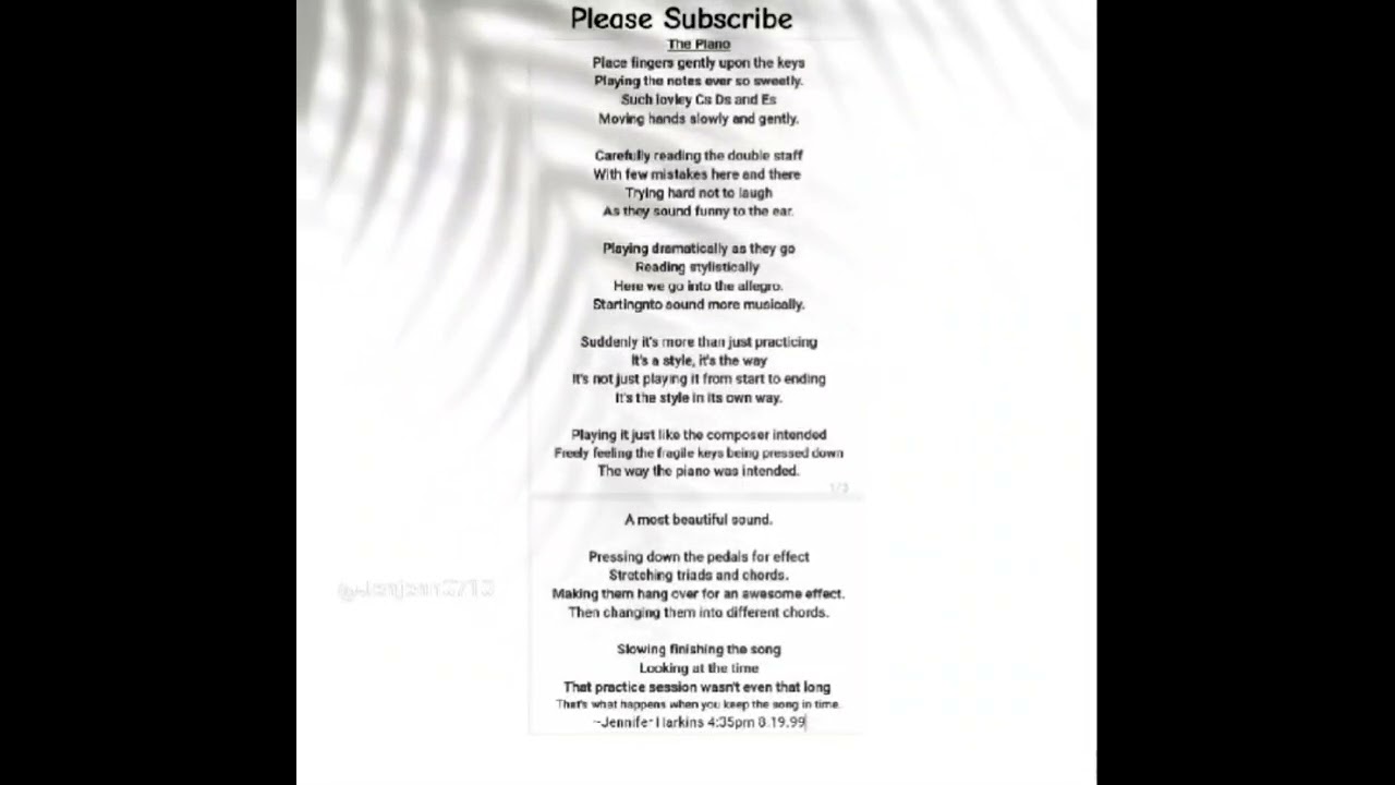 The Piano. Poetry Reading Voiceover.  poetryislife