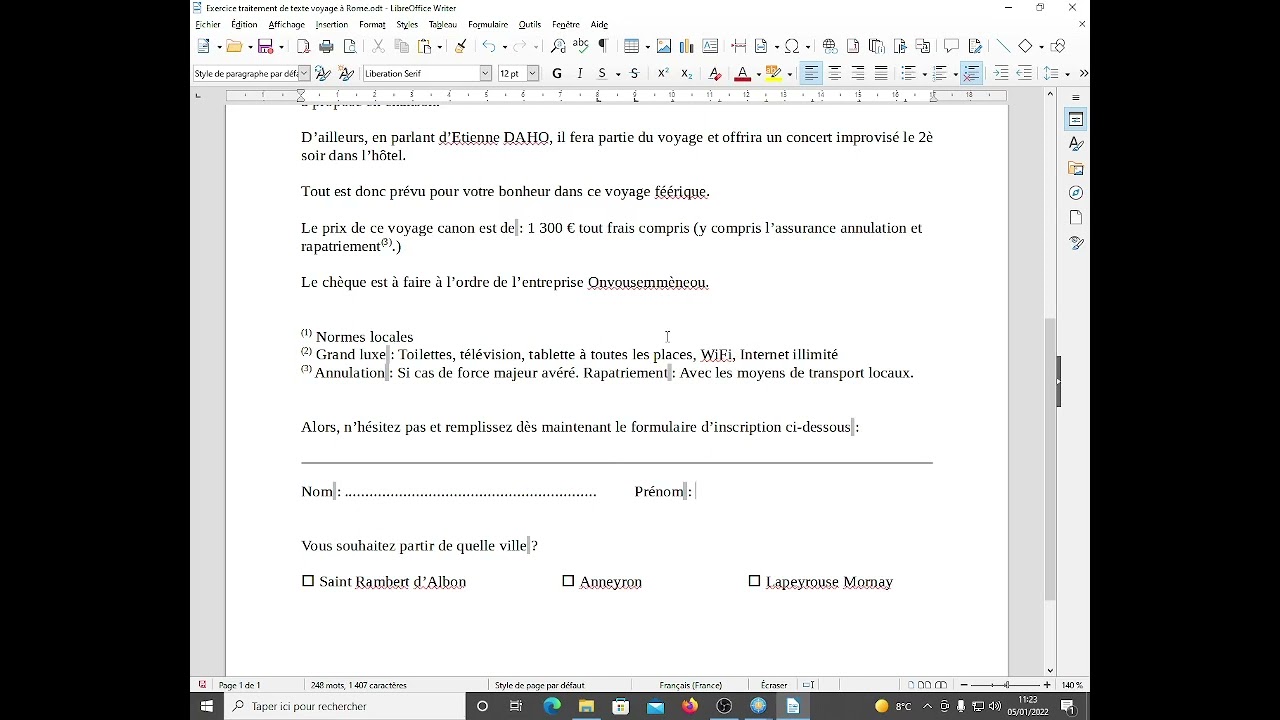 LibreOffice Writer   Tabulation
