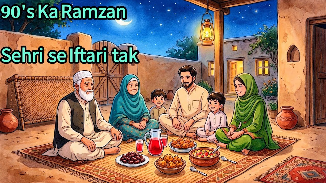 Sehri Se Aftar in Village | Bachapan ki yaadein | A peaceful village Ramzan Ghibli inspired | AI