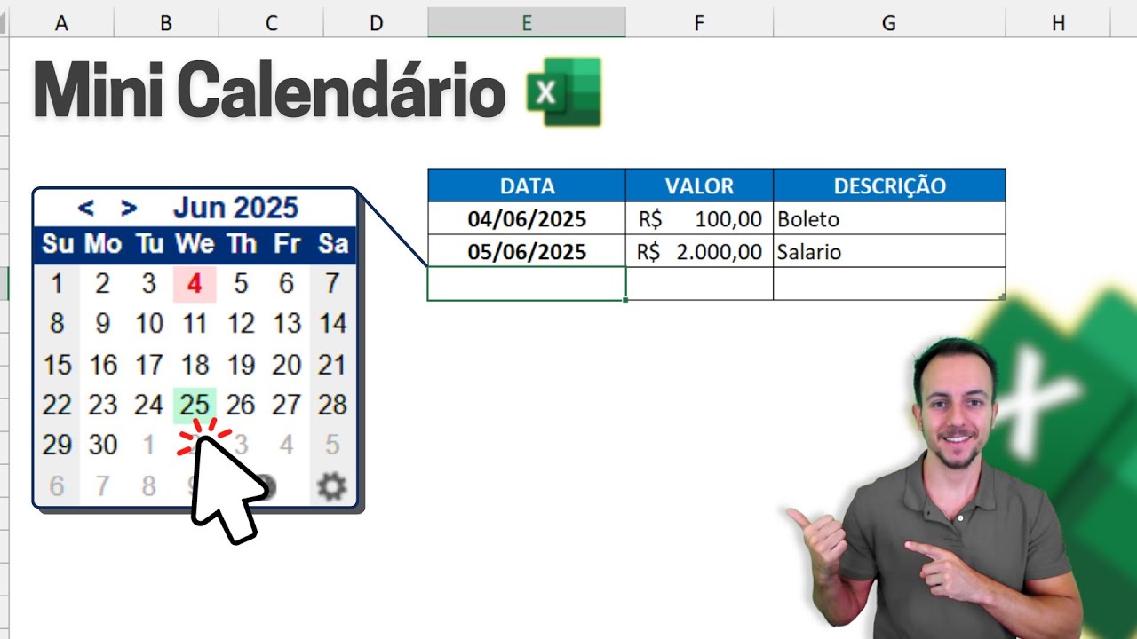 Mostrar Mini Calendario ao Inserir Datas na Planilha Excel 😎🏆 Sem Código VBA