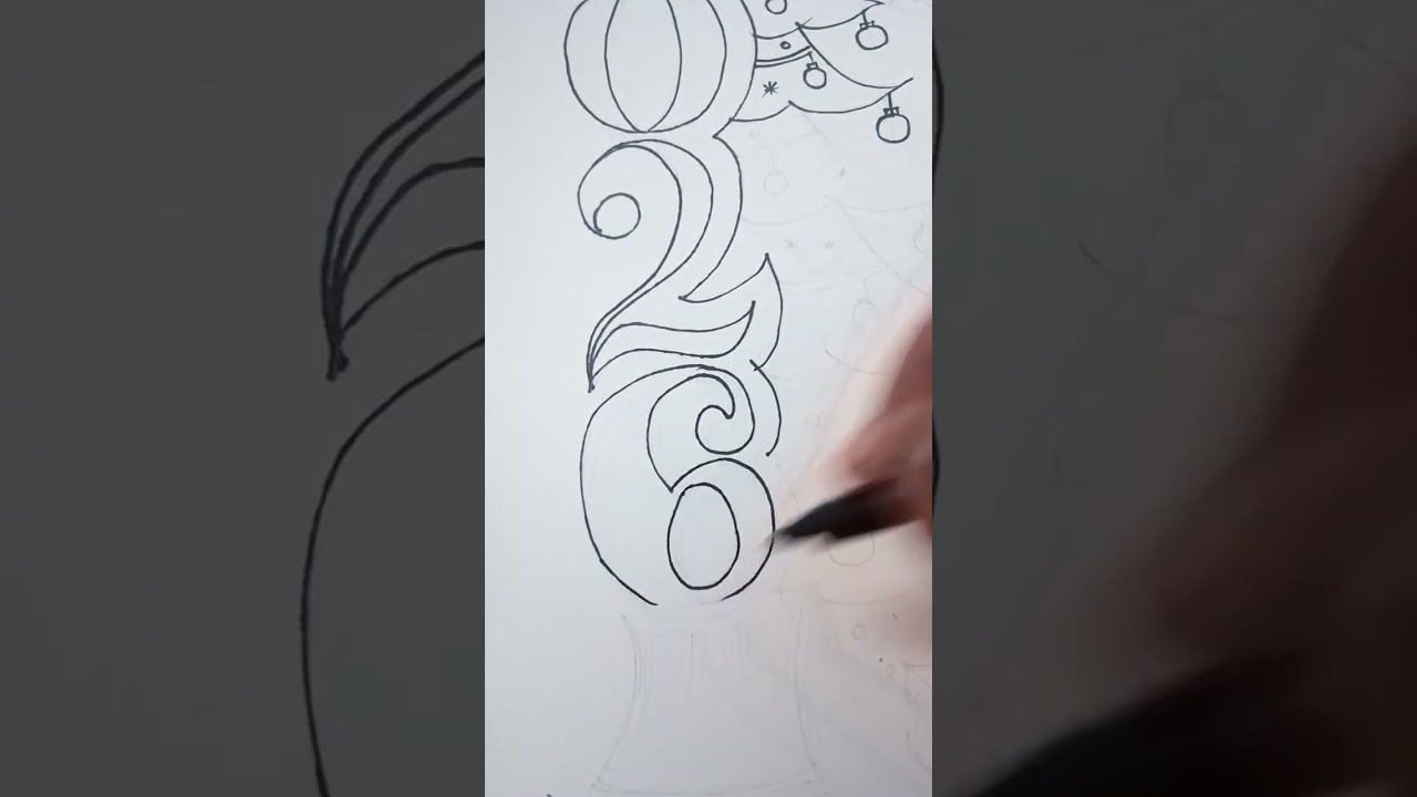Happy new year 2026 drawing/ new year and christmas tree mandala art 