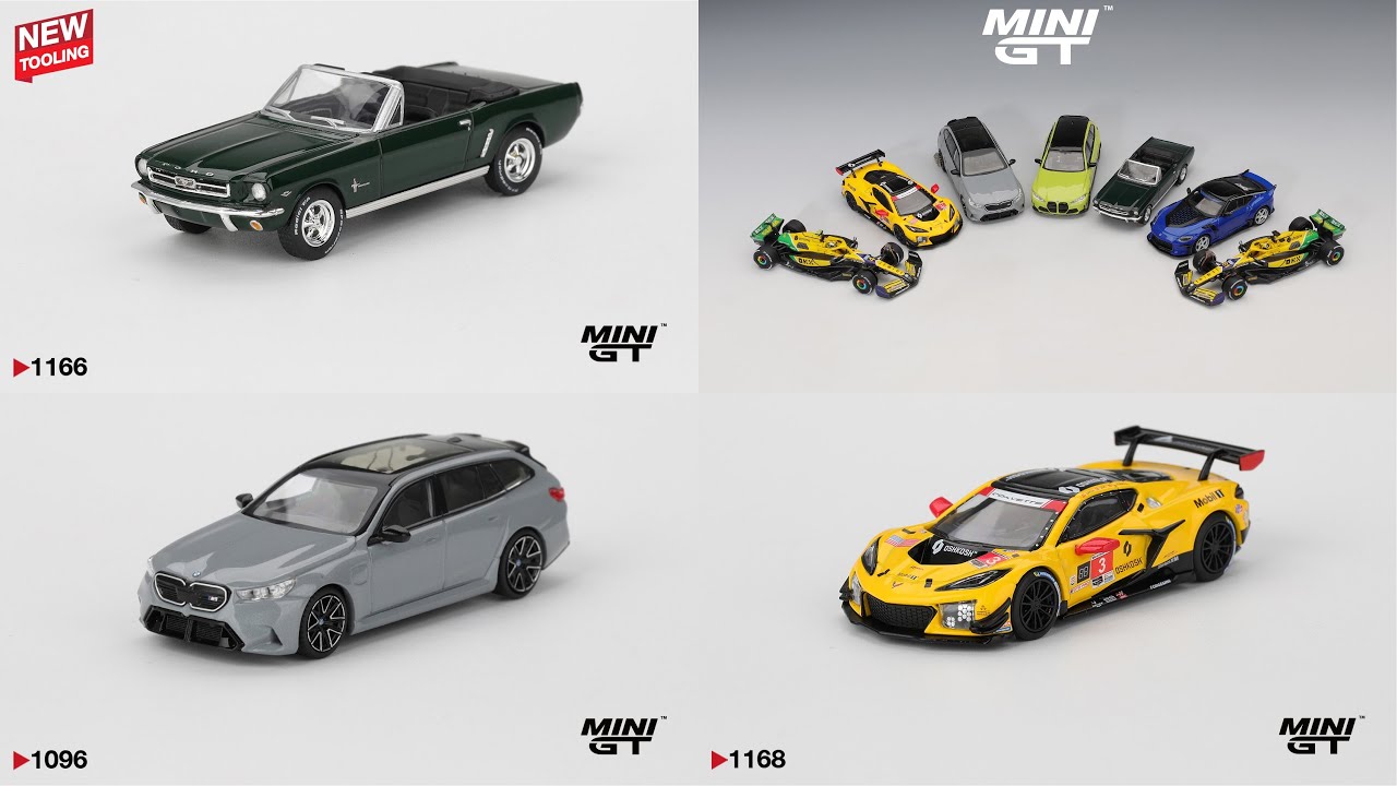 Mini GT News | 1964 Ford Mustang, BMW M3 & M5 Touring, Corvette Z06 GT3, McLaren MCL38 & Nissan Z