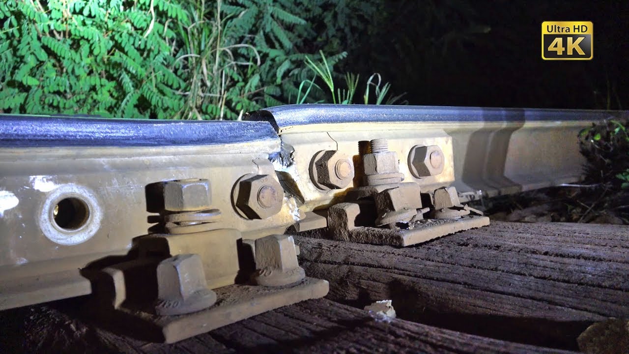Bad rail joints - rotten rail sleepers - jumping track ballast - recognizable sound of trains [4K]
