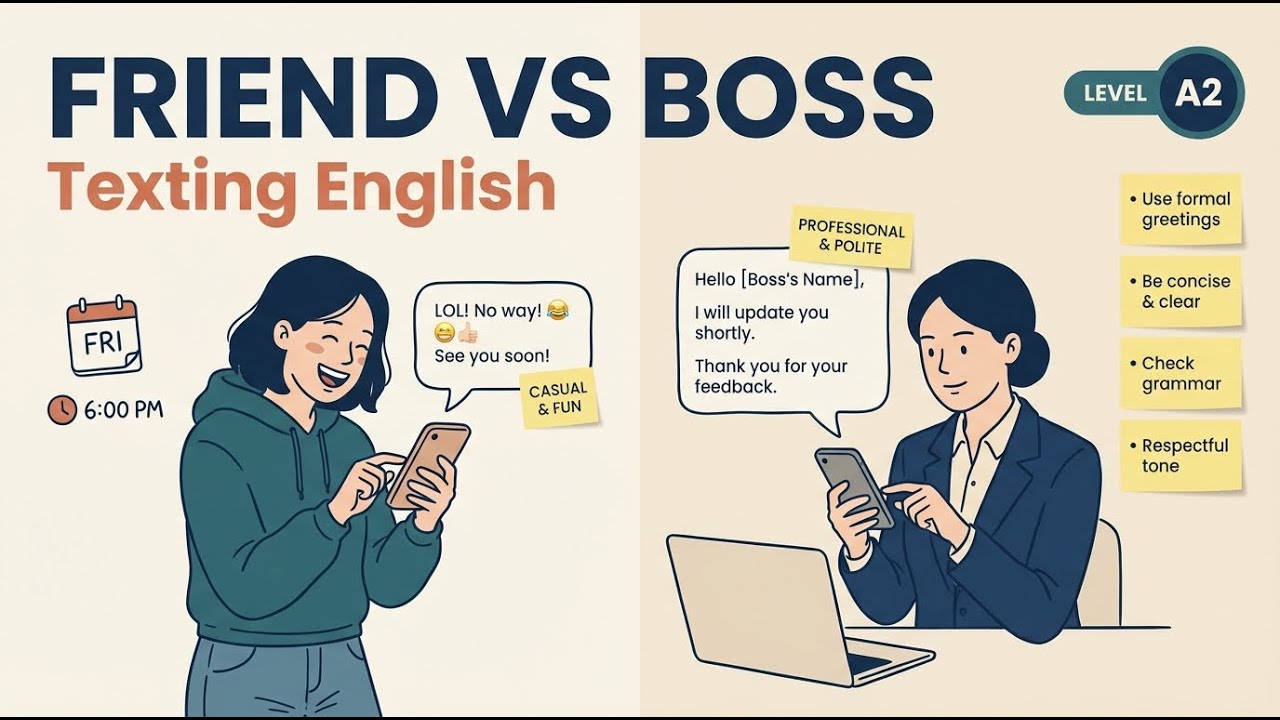 Casual vs Polite English Texts: Boss vs. Friend Conversation