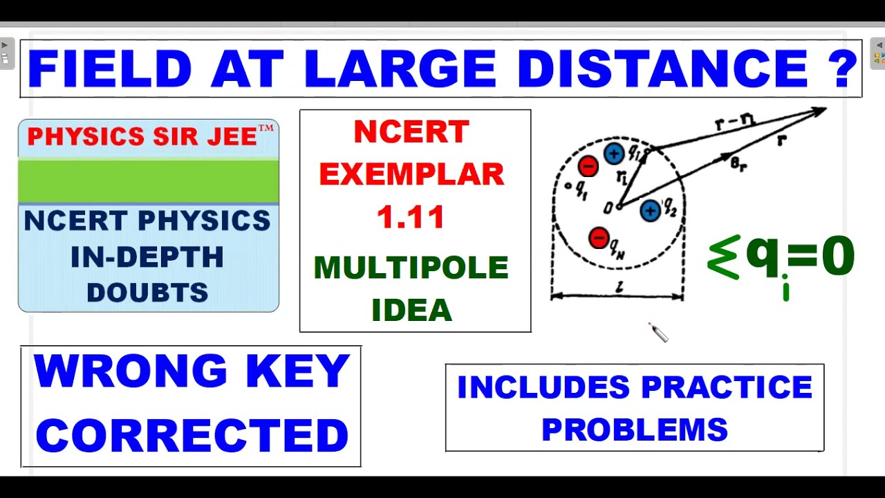 JEE ADVANCED | NCERT EXEMPLAR PHYSICS 1.11 | WRONG KEY CORRECTED | DIPOLE | NCERT DOUBTS