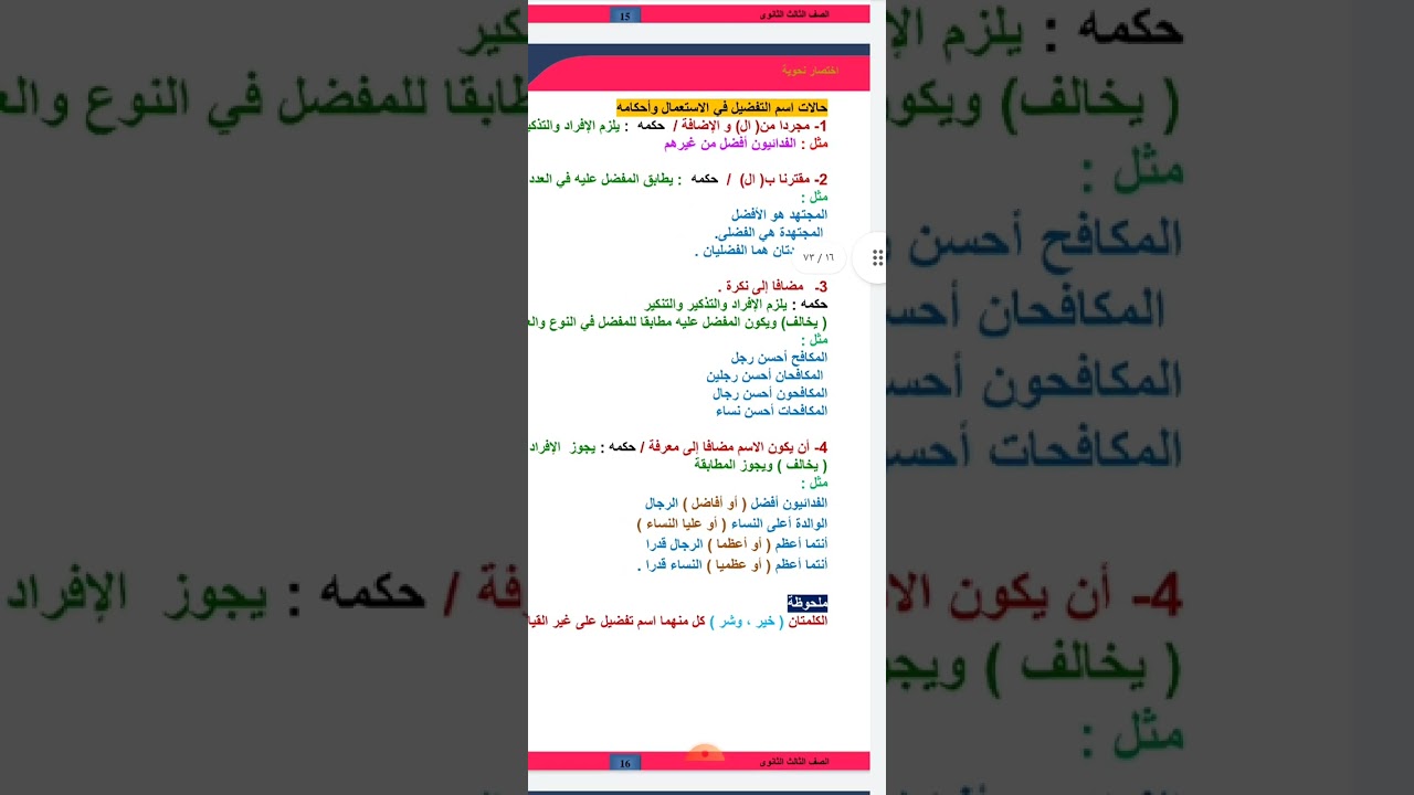 اسم التفضيل واحكامه 