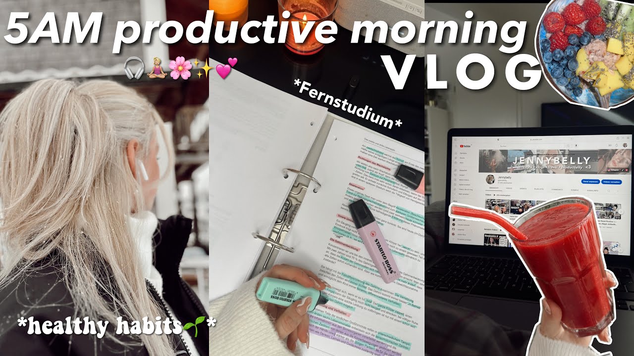 5AM *productive* morning vlog 🧘🏼‍♀️| healthy habits, fernstudium, grwm