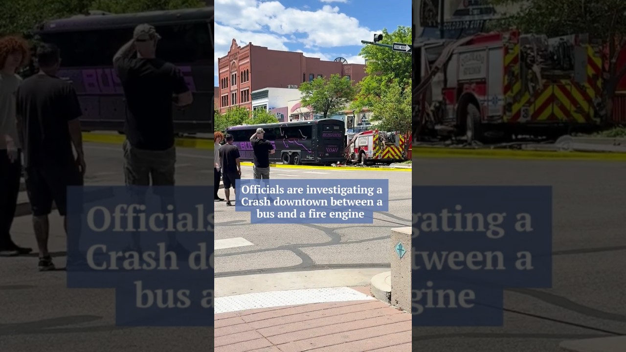 Officials are investigating the cause of a collision between a bus and a fire engine downtown
