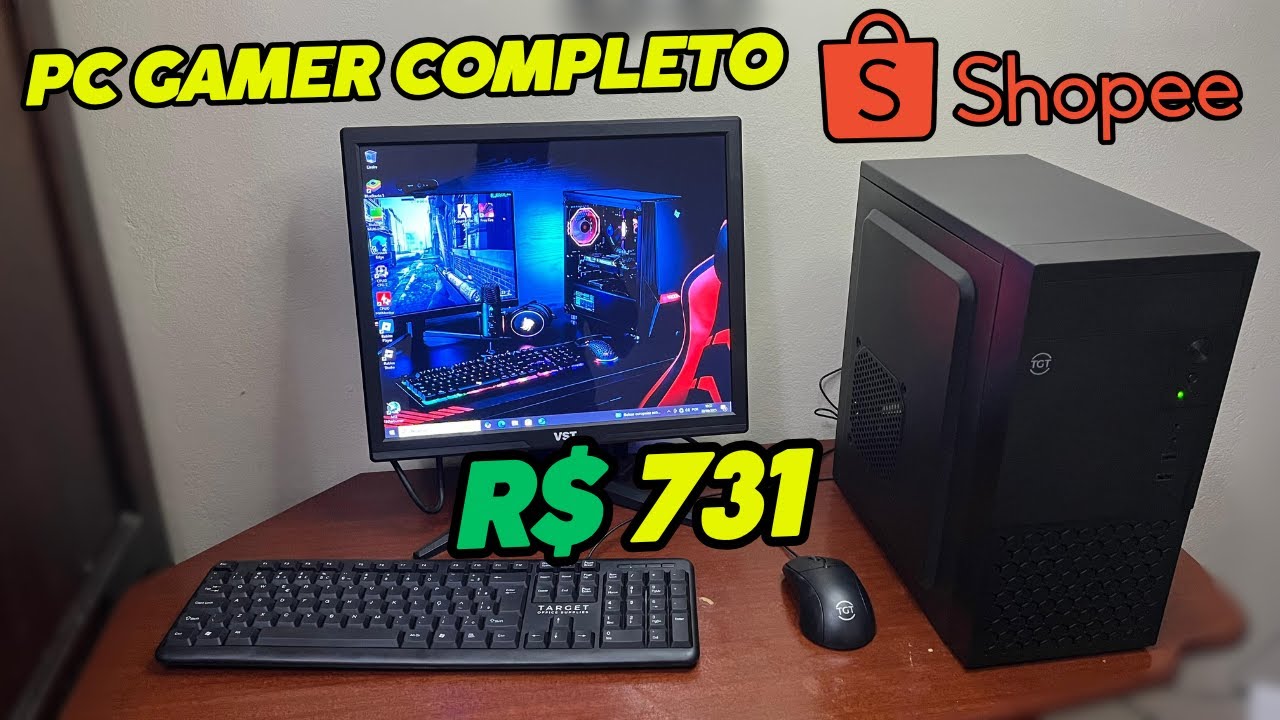 COMPREI o PC GAMER COMPLETO da SHOPEE por R$731! RODOU JOGOS?