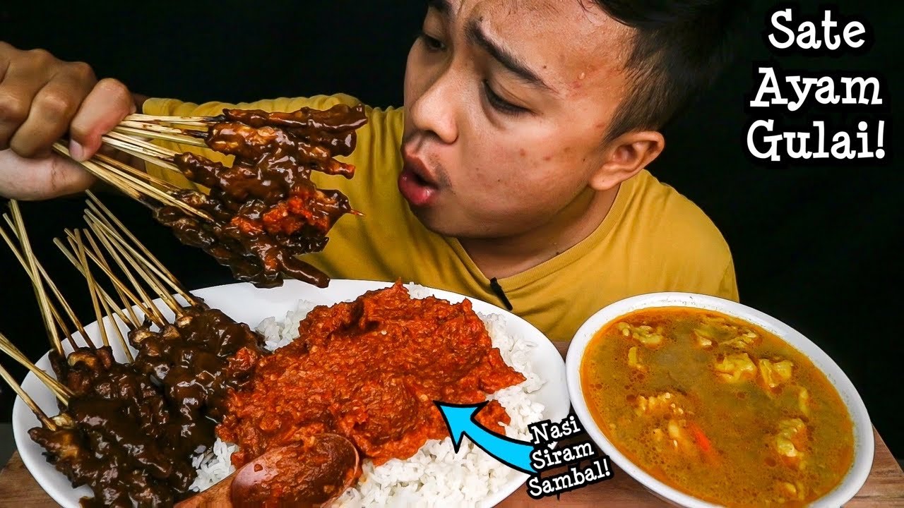 MAKAN NASI SAMBAL DAN SATE AYAM PEDAS | MUKBANG MAKAN SATE AYAM !!
