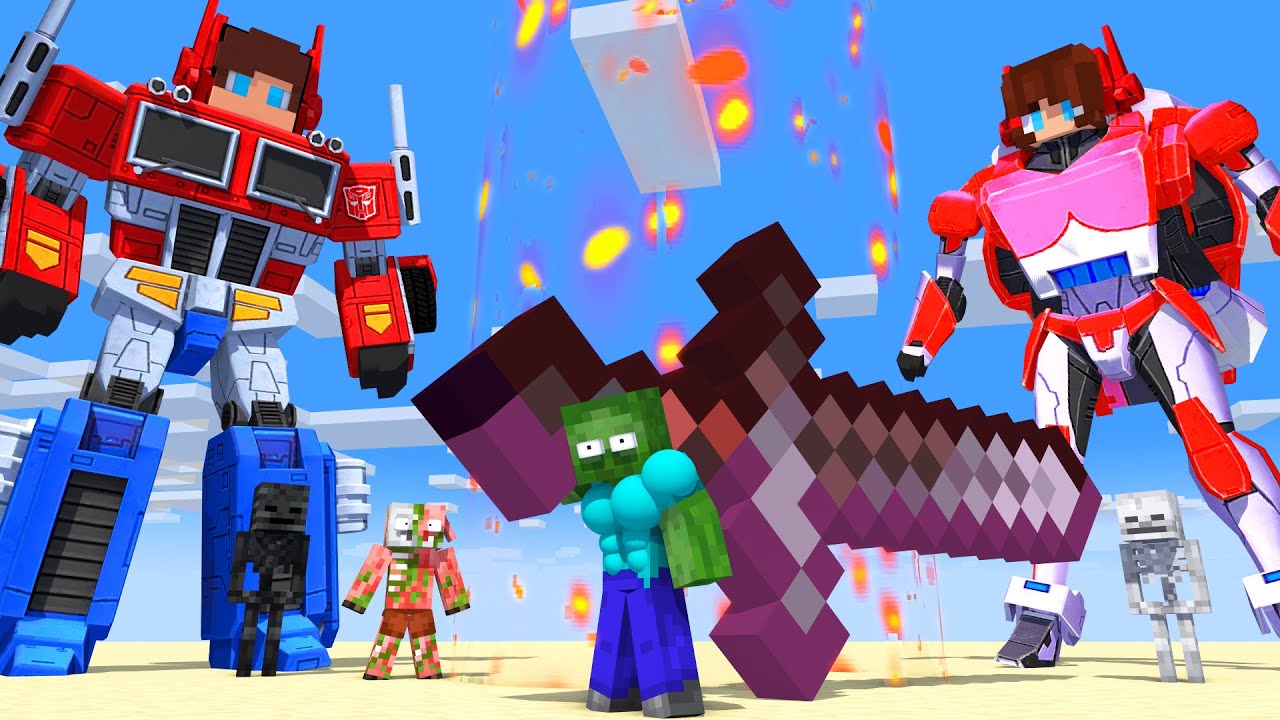 Minecraft Mobs vs JJ and Mikey & JJ's Girl TRANSFORMER Who Is Stronger? - Minecraft Animation