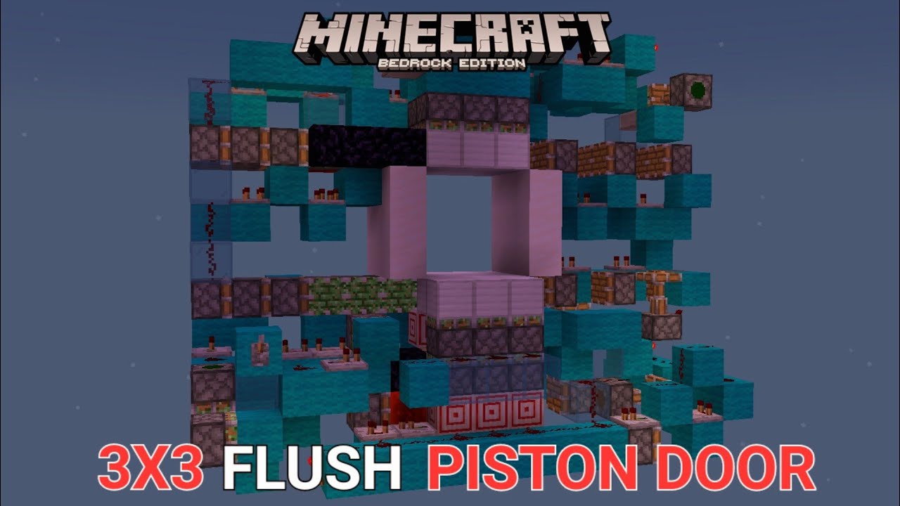 How to build a 3x3 flush piston door in mcpe/mcbe! [Observerless, Entityless, Seamless, No Slime]
