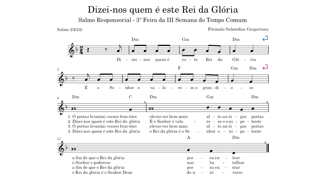 Dizei-nos quem é este Rei da Glória Salmo Responsorial - 3ª Feira da III Semana do Tempo Comum