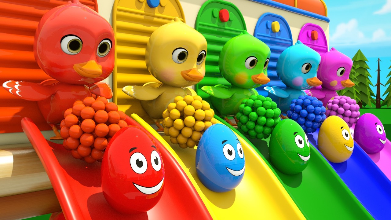 Five Little Ducks + Surprise Eggs Songs | ZuLoo Big Learn Colors Nursery Rhymes & Kids Songs