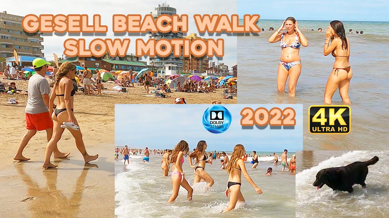 4K - Beach Walk GESELL BEACH AMAZING DAY Virtual Tour SUMMER in 2022 SLOW MOTION