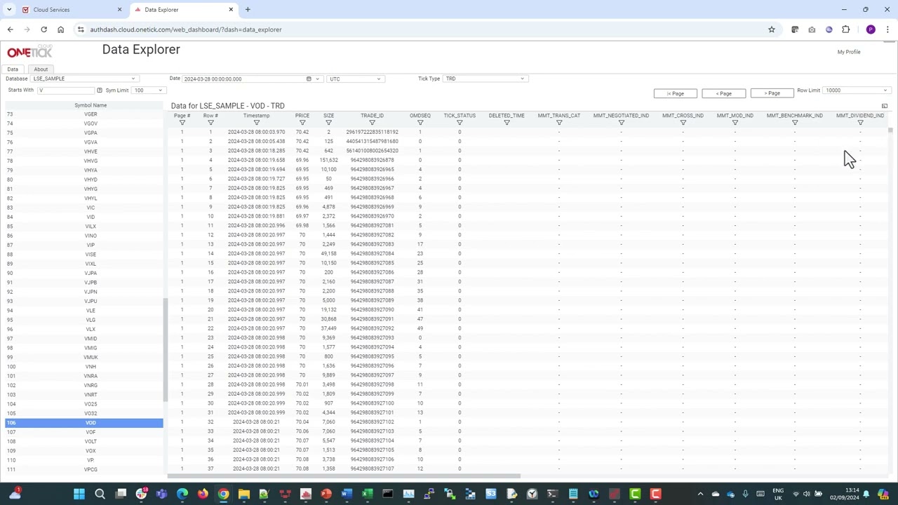 Data Explorer | OneTick Cloud Services