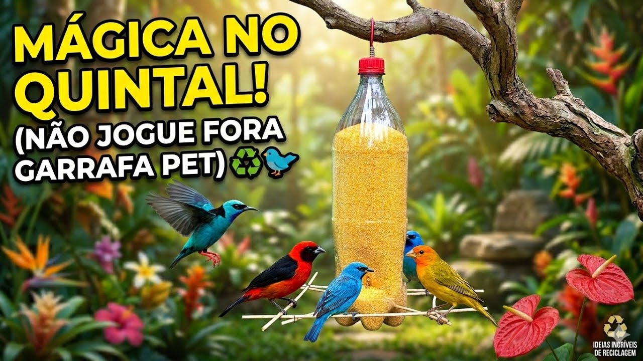 MÁGICA NO QUINTAL! Como Atrair PÁSSAROS LINDOS com Garrafa PET ♻️🐦 #reciclagem #diy