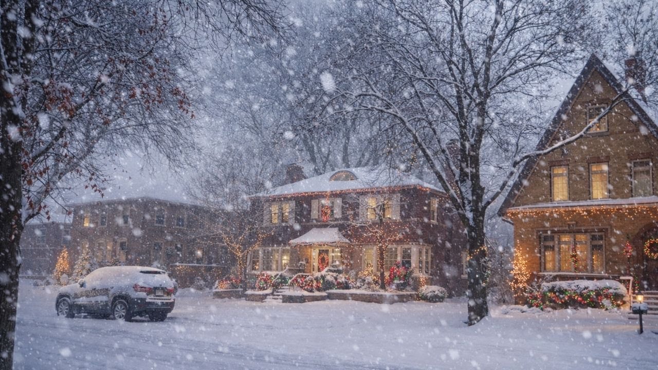 Heavy Snowfall Walk in a Quiet Chicago Neighborhood | Winter Ambience