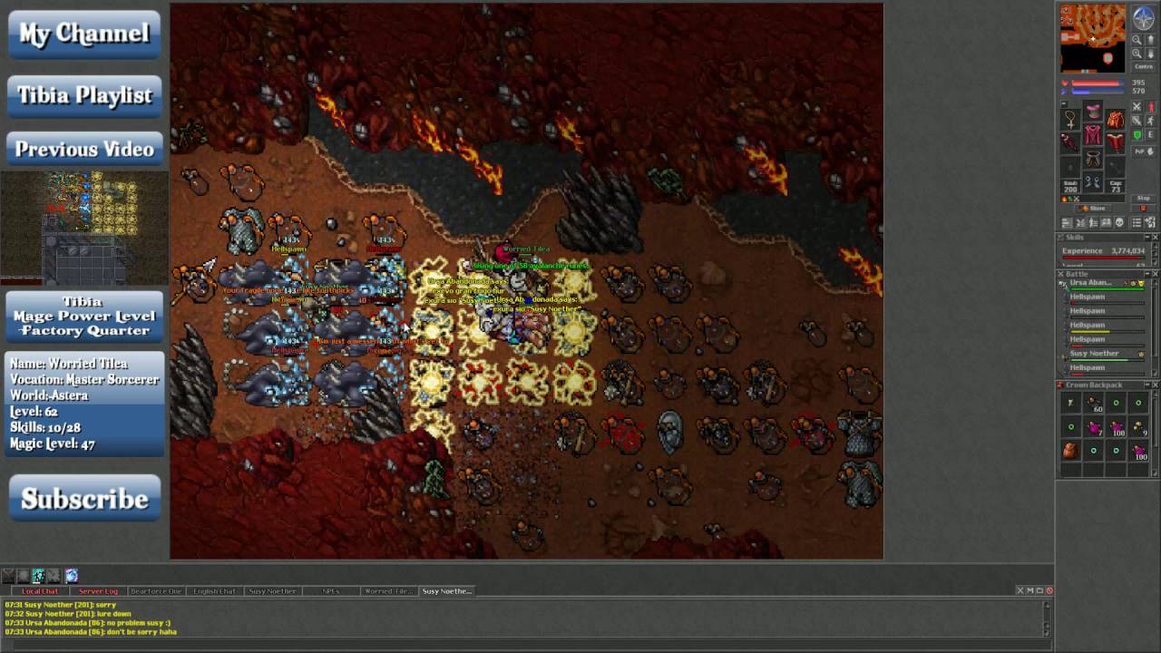 Lets Play Tibia: Power Leveling in the Hellspawn Area. (ENG)