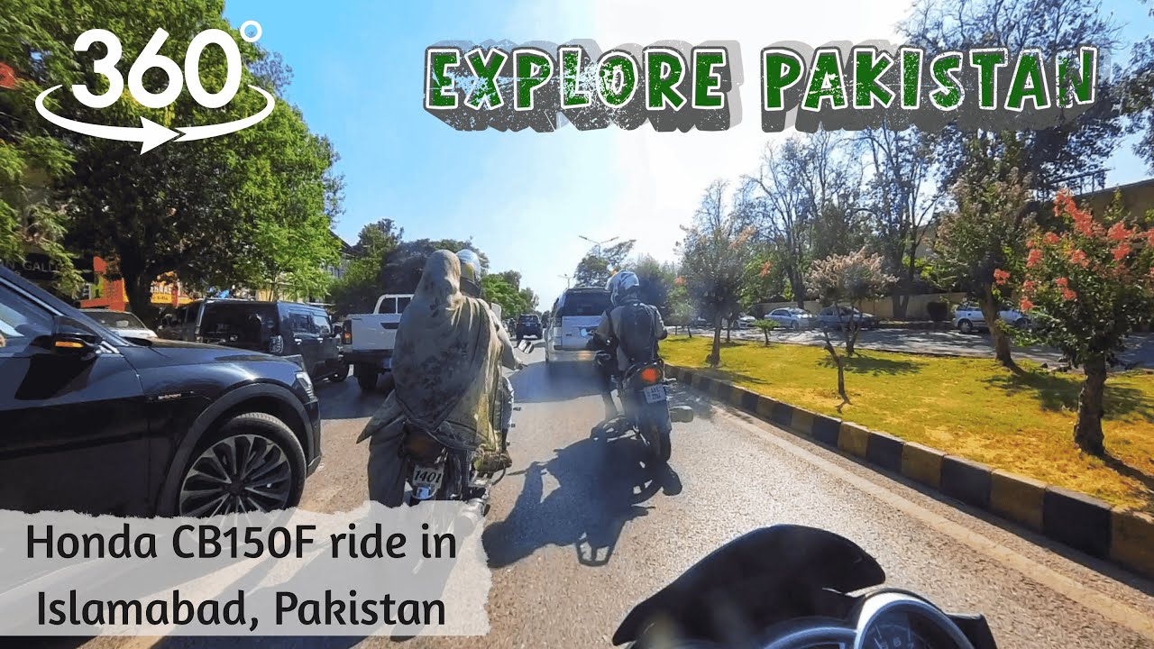 VR 360 POV Motorcycle Ride through Islamabad, Pakistan. Honda CB150F, Great ASMR, No Narration