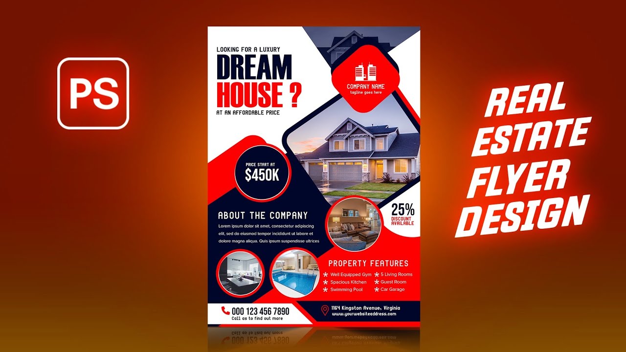 How to Design Professional Flyer for Real Estate Agency | Photoshop Tutorial