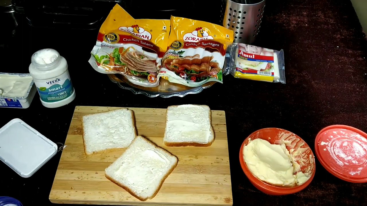Chicken Cheese Salami Sandwich Recipe| Mumbai Masala Tadka