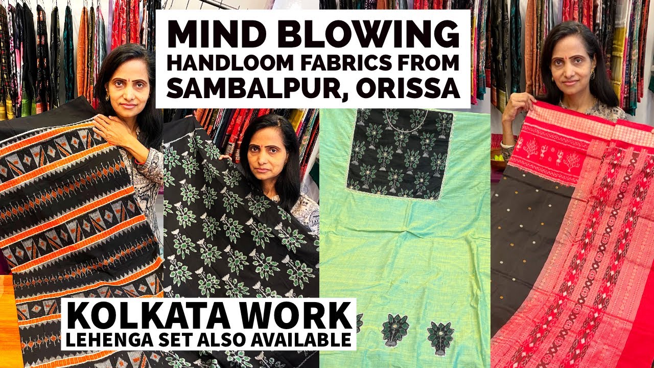 Mind Blowing Sambalpur Ikkat Cotton Handloom Fabric, Kolkata Aari, Zardozi Dabka Work on Lehenga