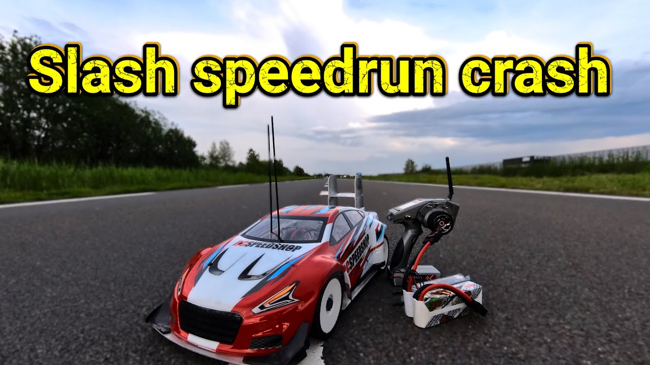 Traxxas Slash 4x4 speedrun crash at 195 - CastleCreations 1600kV - Toro ESC 150A - Chinahobbyline 6S