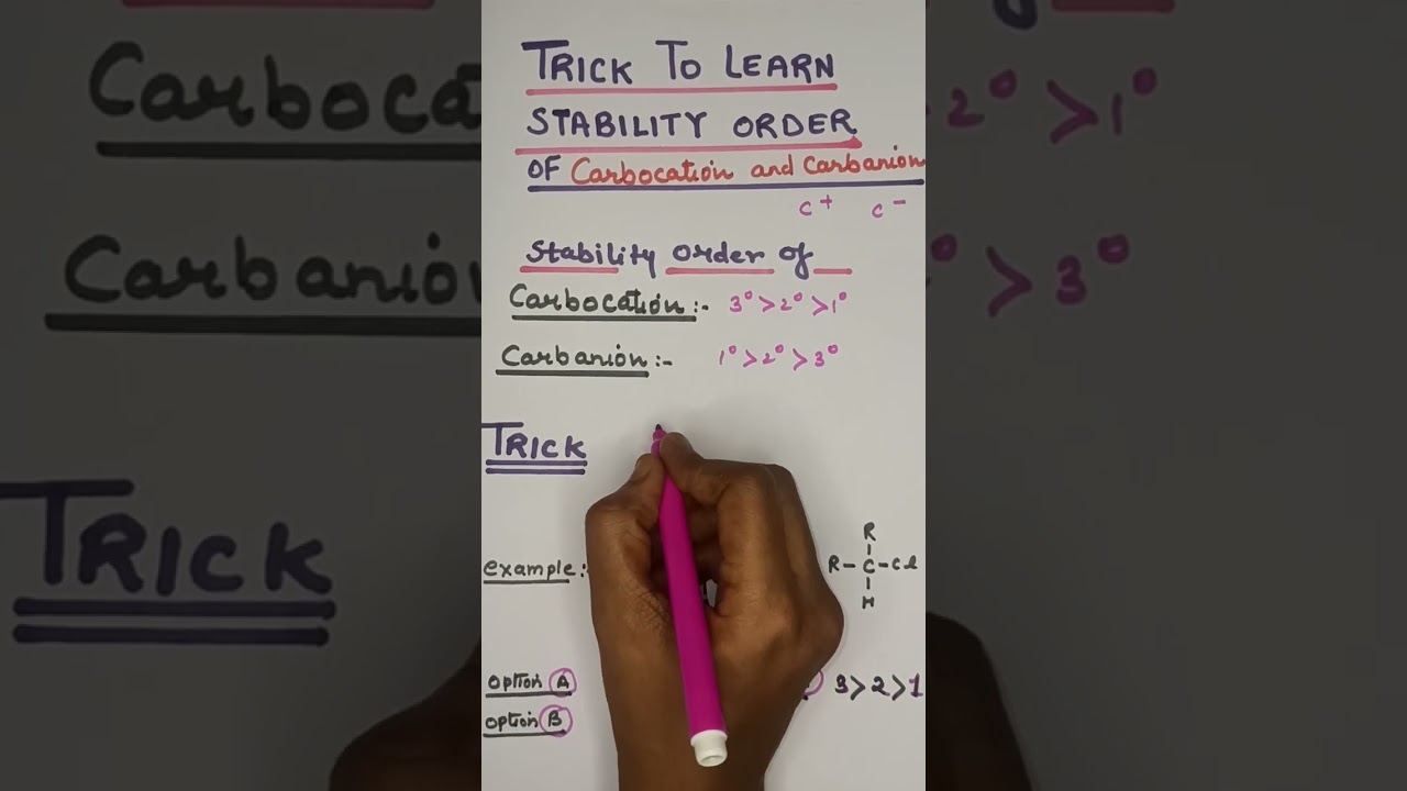 trick to learn carbocation & carbanion stability order without any confusion in sec||CHEMFOCUSPOINT