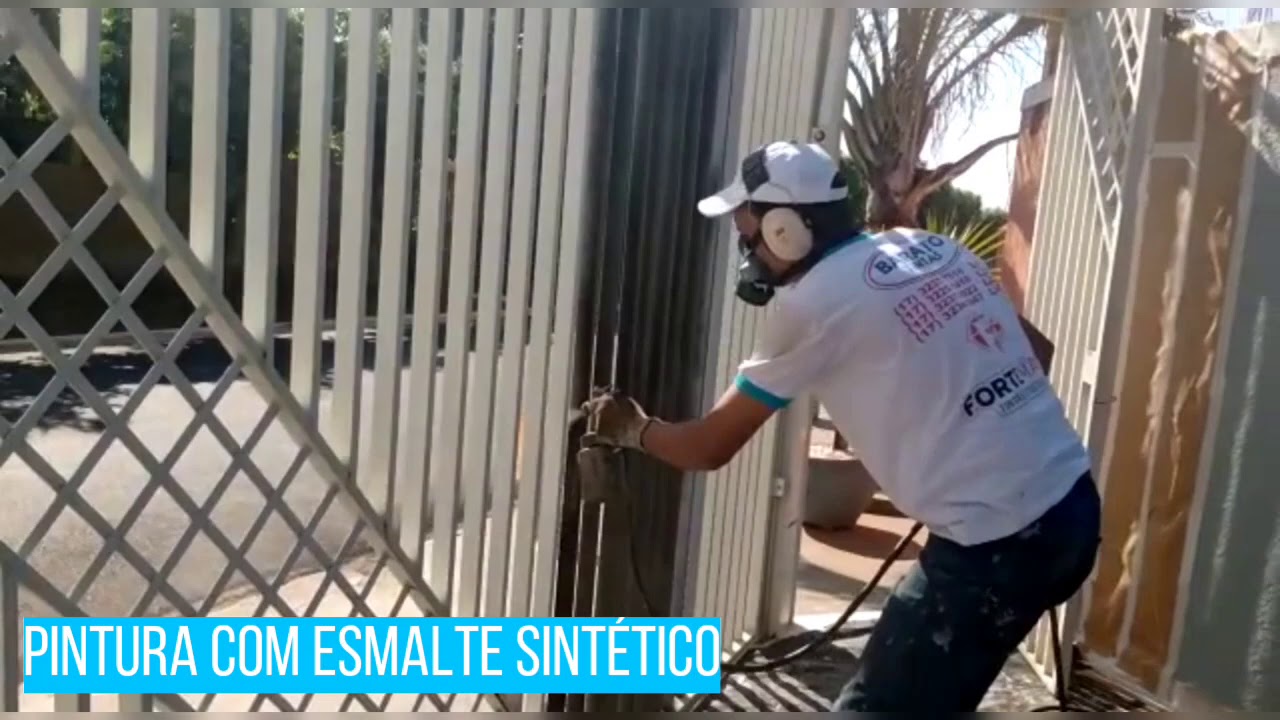 PINTURA com esmalte Sintético Semi - brilho na cor Preto .#pintorprofissional #pinturamecanizada.