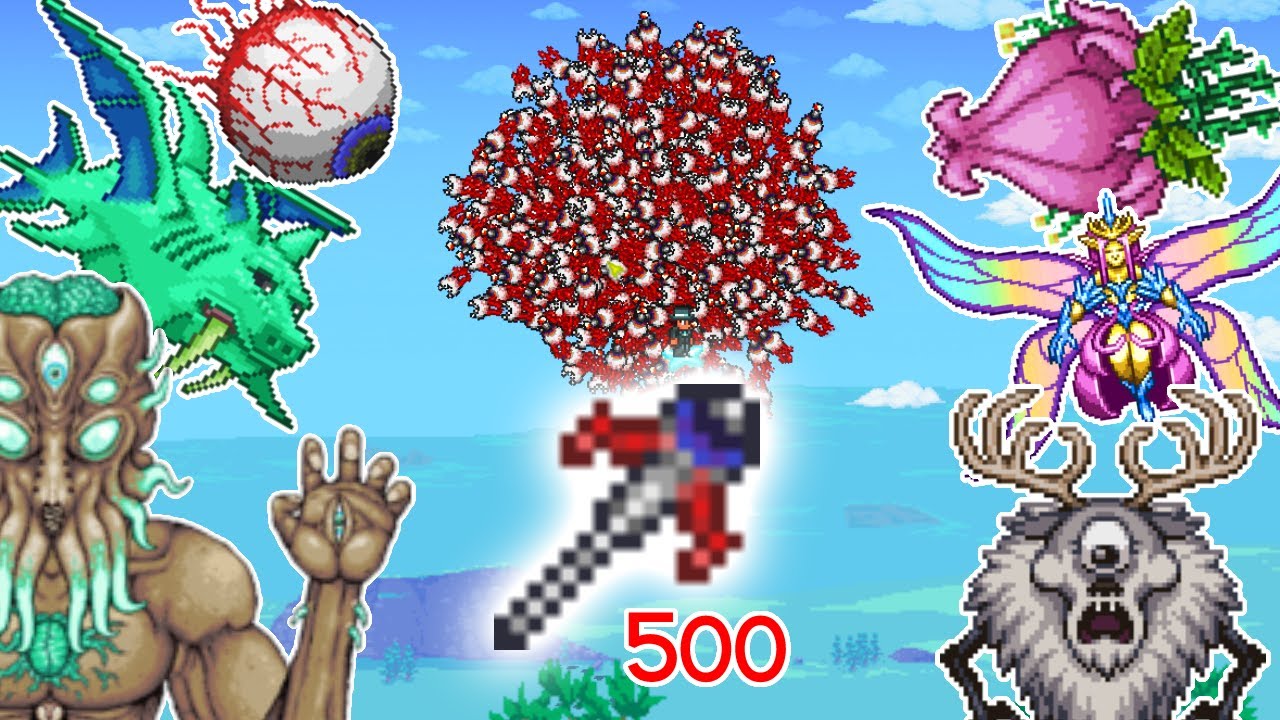 500 Mini Twins vs ALL Bosses (Legendary Mode) - Terraria 1.4.4.9