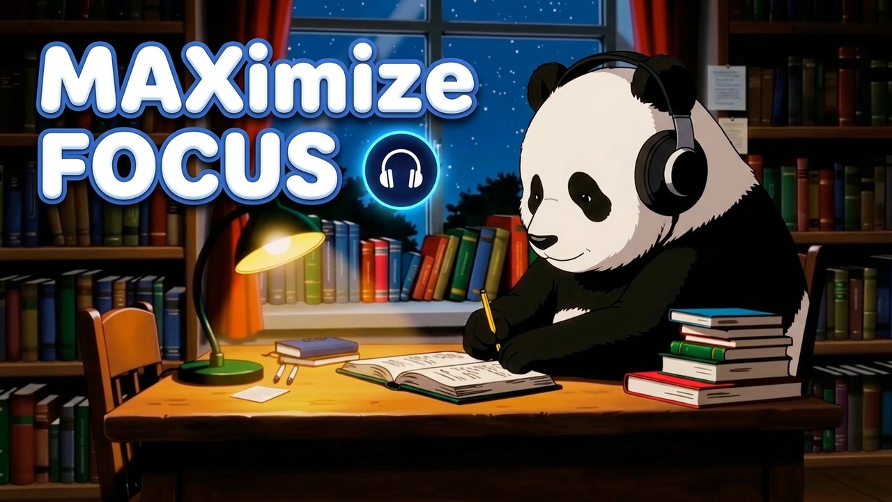 Cozy Library Lofi 🐼📚 Calm Beats for Study, Focus & Relax | Panda Chill Vibes