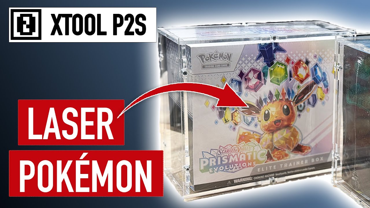 xTool P2S CO2 Laser RETTET Acryl-Kisten • Pokémon Top Trainer Box in edlem Acryl eingehaust